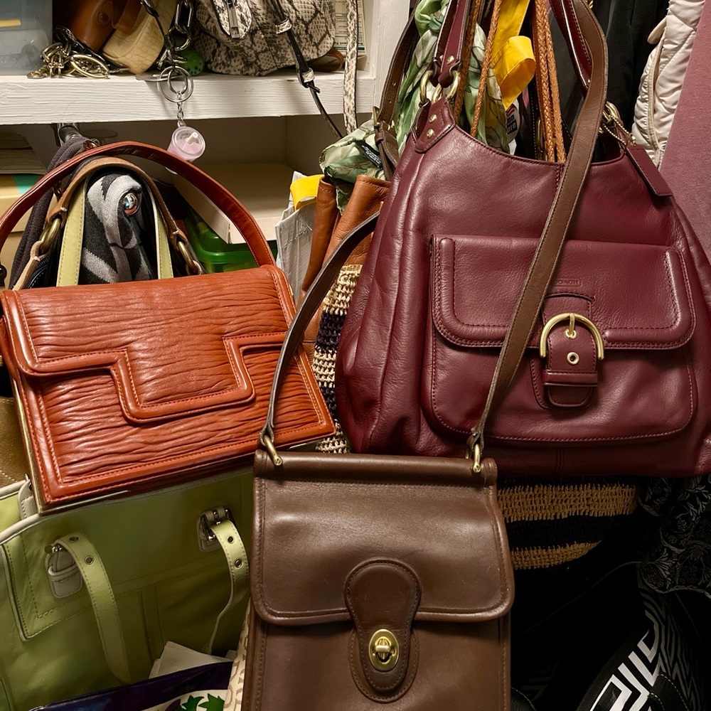 Coach Burgundy and Brown Shoulder Bags